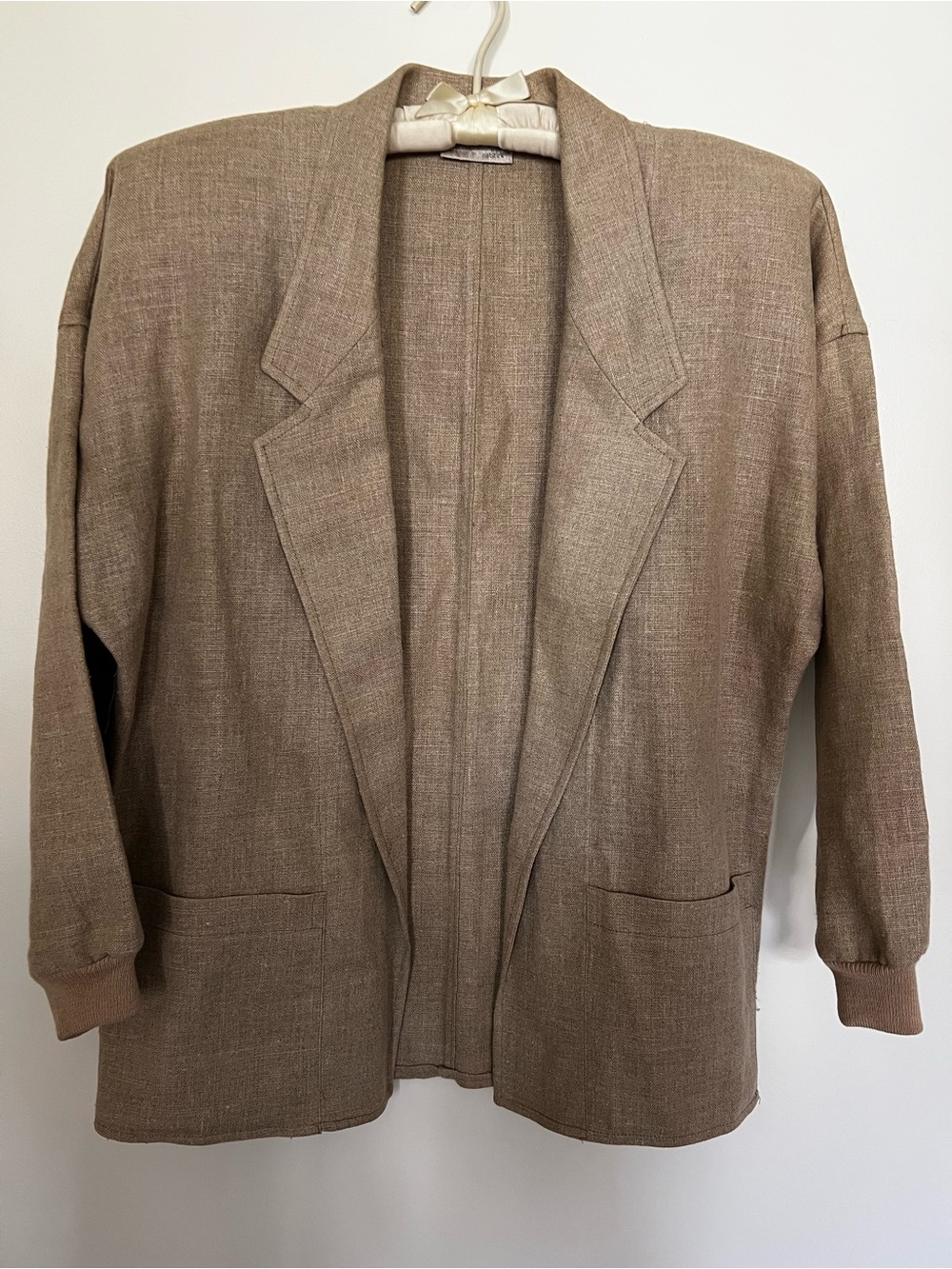 Vintage Liz Claiborne Petites 100% Linen Blazer Slouchy Oatmeal Beige Size 6P